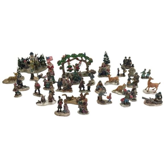Lemax Christmas Village Figures & Animals Accessories Lot Of 35 retired - Picture 1 of 9